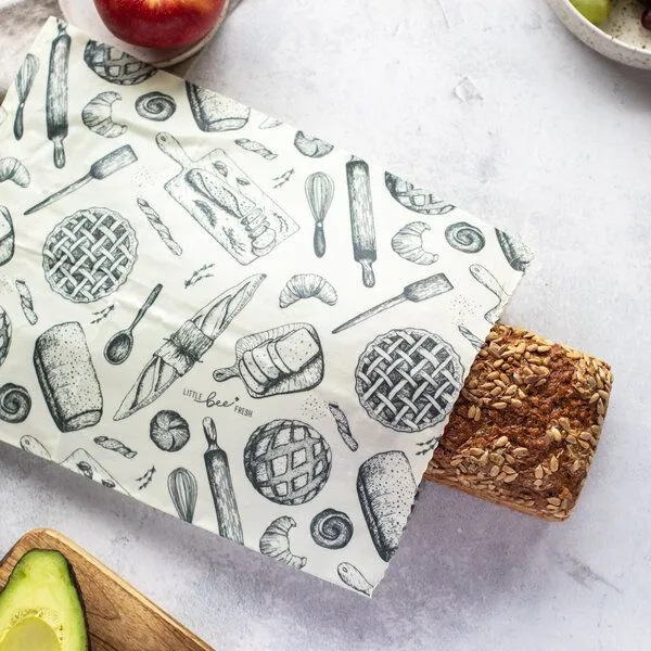 little bee fresh little bee fresh Bienenwachs-Beutel & Brotbeutel XL | 29 × 40 cm, Xl rosengarten, – Produktbild 2 von 3