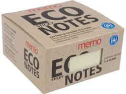 Memo memo Haftnotiz-Quader 400 Blatt 75 x 75 mm, pastellgelb im Recyclingkarton – Produktbild 1 von 1