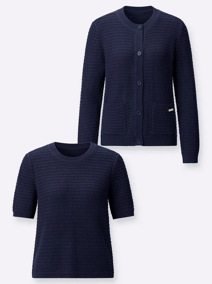 Witt Witt Strickpullover Twinset Langarm, Blau, – Produktbild 3 von 5