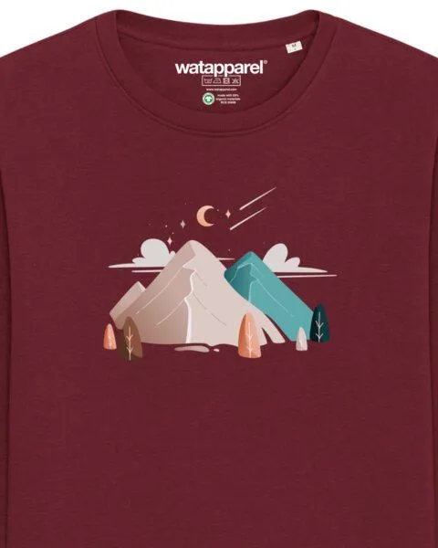 watapparel watapparel Sweatshirt Unisex Night & Clouds, Burgundy, – Produktbild 3 von 4