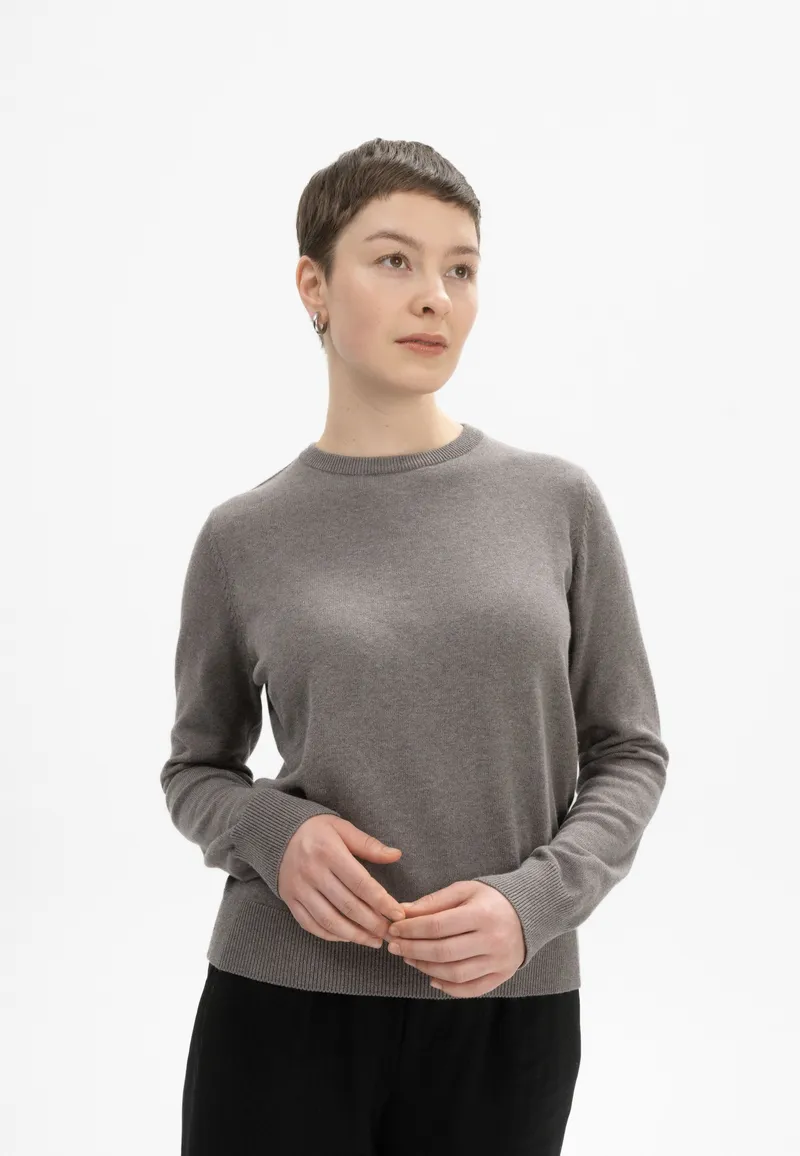 MELA MELA Damen vegan Strickpullover Dhana Bär Melange, Braun, – Produktbild 1 von 2
