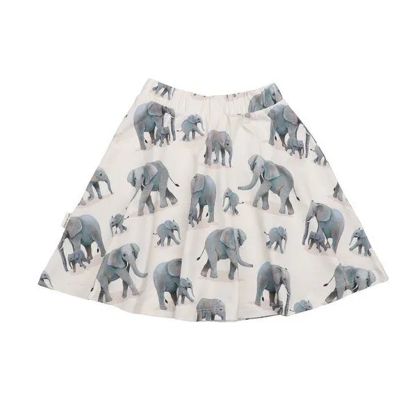 Walkiddy Walkiddy Kinderrock GOTS zertifiziert, Bio-Baumwolle, creme, Elefanten-Muster, weich, elastischer Bund, Blau, – Produktbild 3 von 3