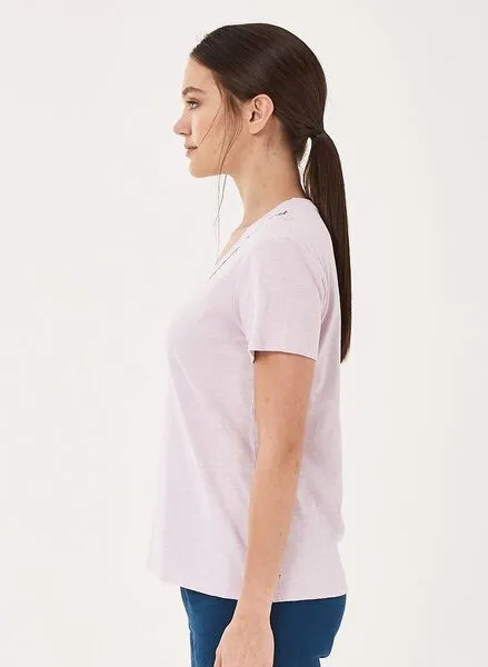 ORGANICATION ORGANICATION T-Shirt aus Bio-Baumwolle mit Stickerei, Lavender, – Produktbild 3 von 4