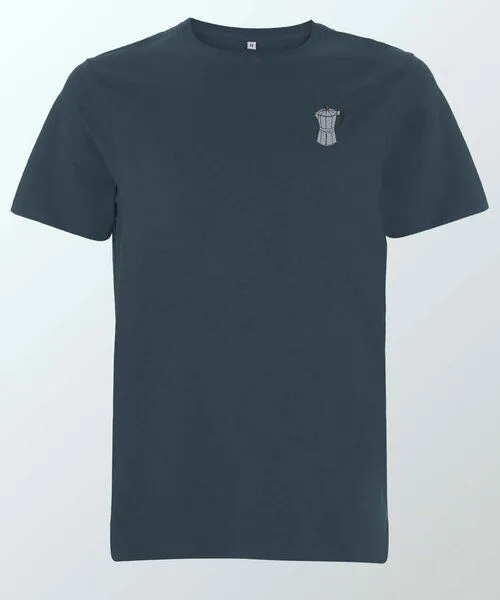 Coffee Fashion Coffee Fashion Espressokocher | Besticktes Organic Baumwoll T-Shirt, Matt blau, – Produktbild 1 von 4
