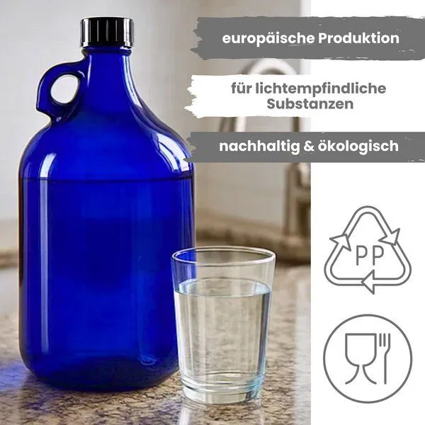 mikken mikken Große blaue Gallone 5 Liter Glasflasche / Wasserflasche mit Deckel – Produktbild 2 von 4