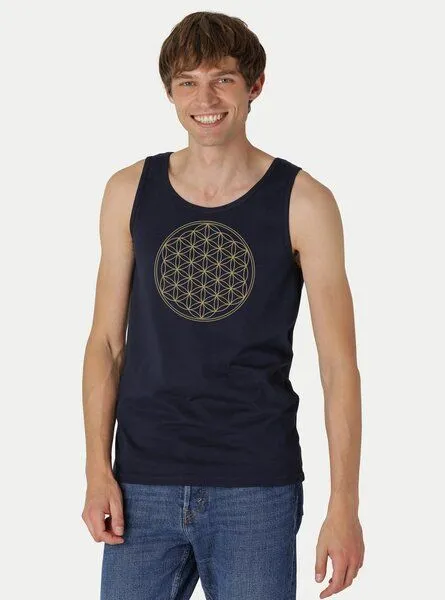 Peaces.bio - handbedruckte Biomode Peaces.bio - handbedruckte Biomode Bio Tank Top "Die Blume des Lebens" Herren, Blau, – Produktbild 2 von 2