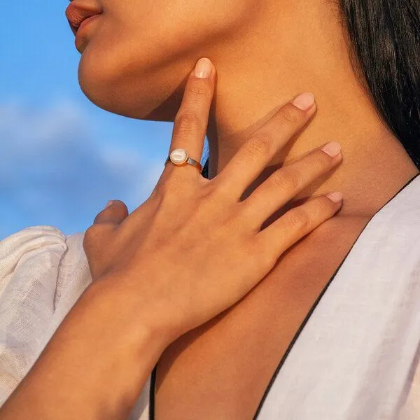 ALEXASCHA ALEXASCHA Größenverstellbarer Ring mit Stein, Apricot, – Produktbild 3 von 4