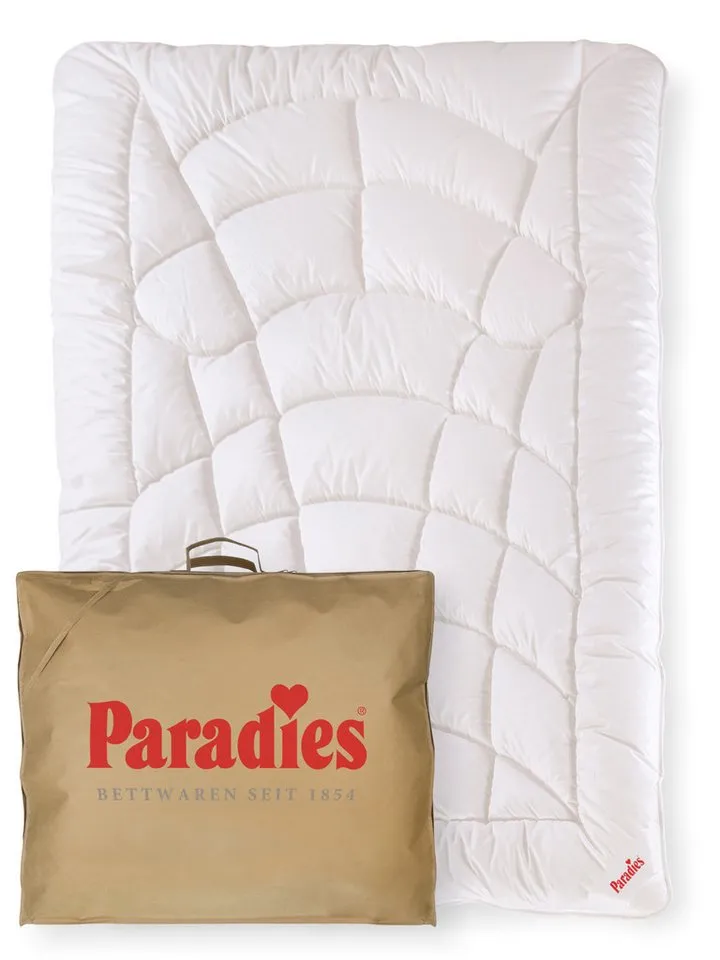 Paradies Paradies Kunstfaserbettdecke Runa, Füllung: 100% Polyester, Bezug: 100% Baumwolle, extra voluminöse, kuschelige & warme Winterdecke, vegane Daunendecke, Weiß, – Produktbild 2 von 5