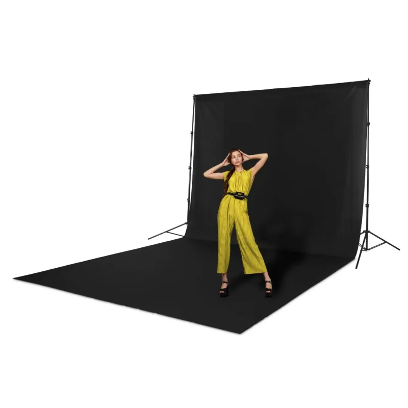 Hama Hama Fotostudio-Hintergrund, Stoff, Polytex, Non-Wrinkle, 2,94 x 6 m, Schwarz, – Produktbild 2 von 2