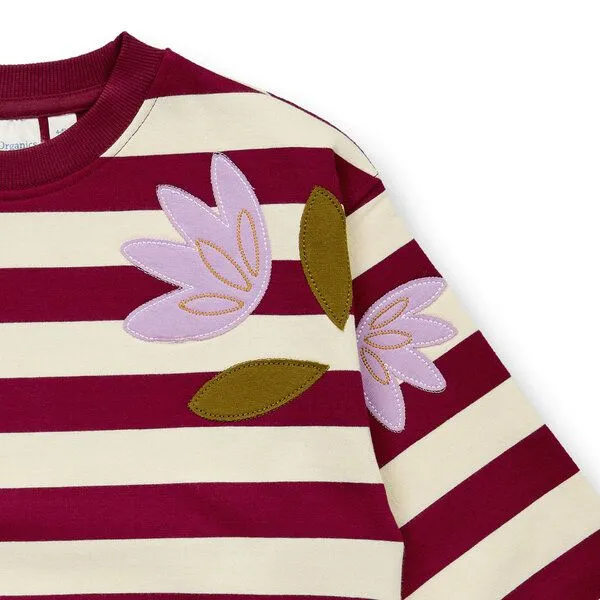 Sense Organics Sense Organics Kinder Sweatshirt in Weinrot-cremeweiß geringelt, Modell DARI, Red, – Produktbild 3 von 4