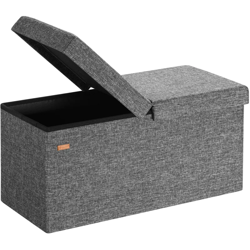 Casaria® Sitzbank Dunkelgrau 80x40x40cm mit Stauraum faltbar, Grau, – Produktbild 1 von 2