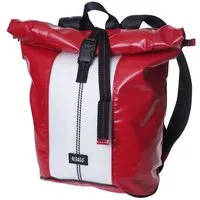 Rebago Rebago Rucksack George aus recycelter LKW-Plane und Feuerwehrschlauch, Rot-weiss, – Produktbild 1 von 1