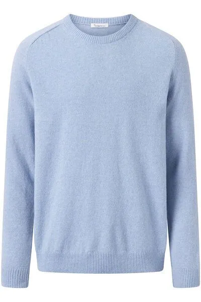 KnowledgeCotton Apparel KnowledgeCotton Apparel Strickpullover - FIELD o-neck knit - aus Bio-Lammwolle, Asley blue (blau), – Produktbild 3 von 3
