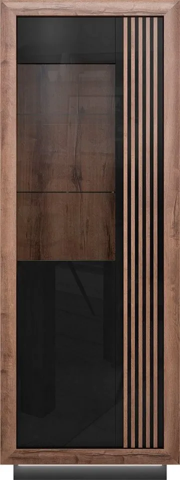 FORTE Highboard Savona, Höhe 197 cm, inkl. Lichtleiste im Sockel, Schwarz, – Produktbild 3 von 3