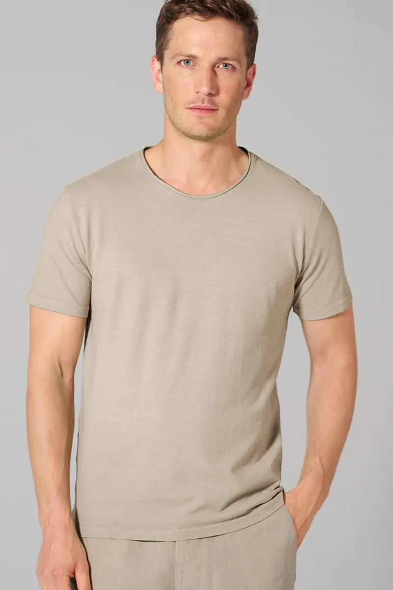 HempAge Hempage Herren vegan T-Shirt Mit Gerolltem Saum Thistle Beige, Beige, – Produktbild 2 von 2