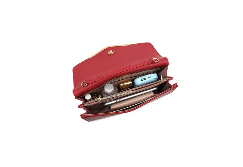 Miss Lulu Abendtasche Damen Clutch – Elegante Mini Abendtasche mit Kette für Party, Hochzeit, Rot, – Produktbild 3 von 5