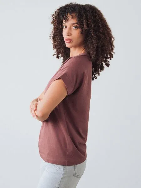 Honest Basics Honest Basics Damen Flügelärmeln T-Shirt aus Bio- und recycelter Baumwolle, Ziegelrot, – Produktbild 2 von 4