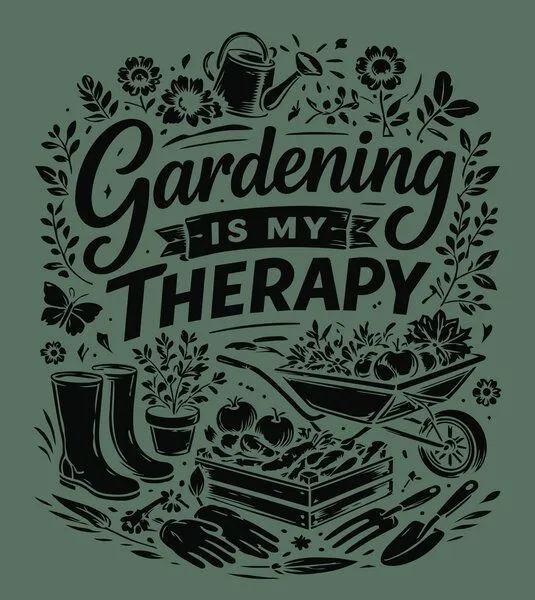 Gary Mash GARY MASH Shirt Asheville Gardening is my therapie aus Bio-Baumwolle, Oliv (grün), – Produktbild 2 von 4