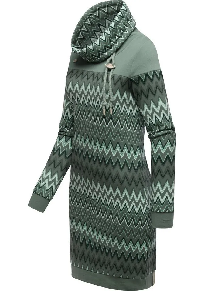 ragwear ragwear Sweatkleid Chlloe Zig Zag YOUMODO stylisches Langarm Minikleid mit ZigZag-Muster, Grau|grün, – Produktbild 2 von 2