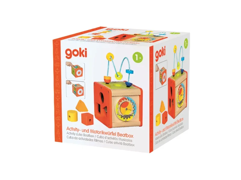 Goki goki Activity- und Motorikwürfel Beatbox, 5-teilig, bunt lackiert Maße 14 x 14 x 24 cm, Mehrfarbig, – Produktbild 2 von 2