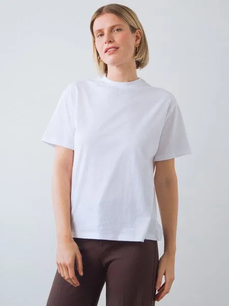 Honest Basics Honest Basics Damen Oversized T-Shirt aus Bio- und recycelter Baumwolle, Weiß, – Produktbild 1 von 4