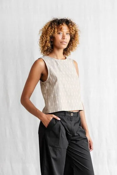 Jyoti - Fair Works Jyoti - Fair Works Bio-Baumwoll Top Osra, Ikat, – Produktbild 1 von 4