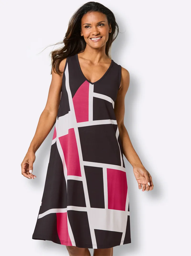 feel good Sommerkleid schwarz-pink, Schwarz-pink, – Produktbild 1 von 2