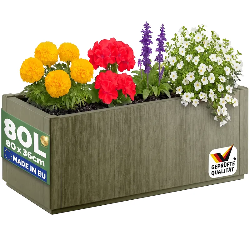 Casaria® Blumentopf Ethica Olivgrün Kunststoff 80x36x36cm – Produktbild 1 von 2