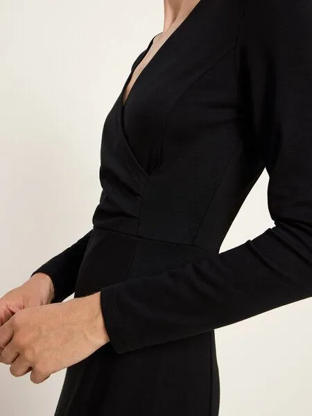LANIUS LANIUS Kleid mit Wickelopik aus TENCEL und Bio-Baumwolle, Black, – Produktbild 3 von 4