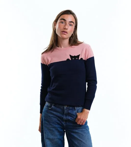 Gary Mash GARY MASH Strickpullover Anoka aus Biobaumwolle, Katze (blau), – Produktbild 1 von 4
