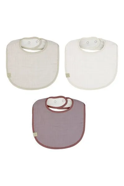 bistyle bistyle Lätzchen Baby Musselin (3 St) Doppelseitig Handtuchfunktion Unisex, Ziegelrot, beige, senfgelb(beige), – Produktbild 3 von 3