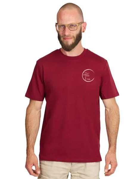 Life-Tree Life-Tree Shirt aus Biobaumwolle mit Brustmotiv für Herren "Circle" Burgundy / Ocre / Desert Dust beige, Burgund, – Produktbild 1 von 5
