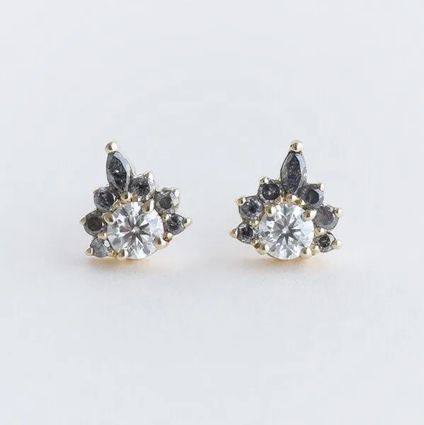 Eppi Eppi Ohrringe mit Moissaniten und Salt and Pepper Diamanten Kruno, Gold, – Produktbild 2 von 4