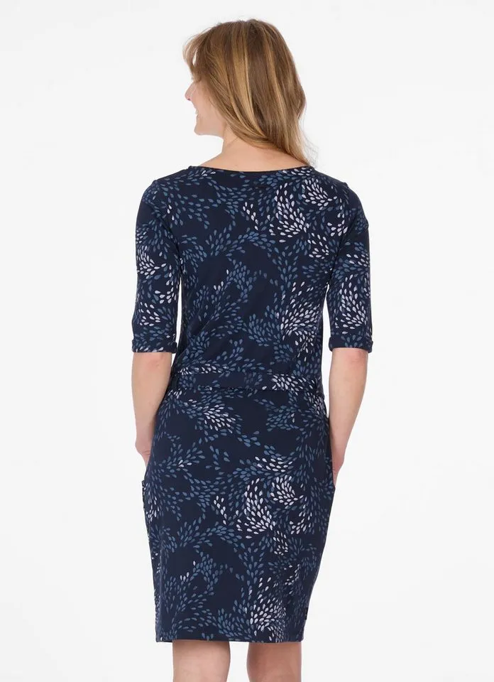 ragwear ragwear Sweatkleid KENISHA PRINT B unbrushed, im Basic-Fit mit 3/4-Arm, Bindeband und allover Print, Blau, – Produktbild 2 von 2