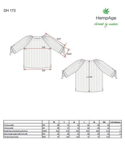 HempAge HempAge Damen gestreifte Halbarmbluse Hanf/Biobaumwolle, Topaz(blau), – Produktbild 3 von 4