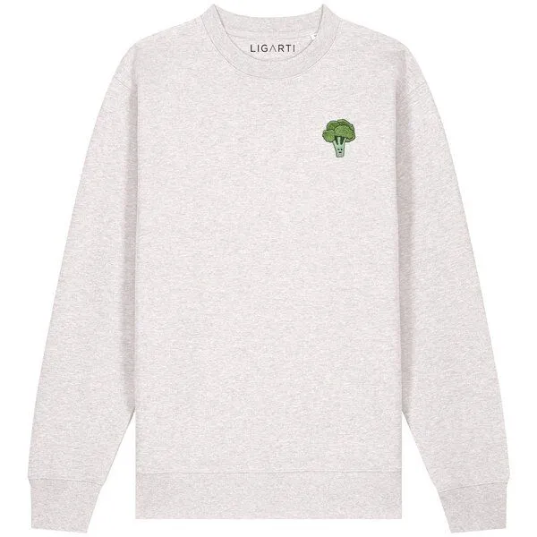 LIGARTI Bestickter Pullover – Brokkoli – LIGARTI Tiermanufaktur, Hellgrau, – Produktbild 1 von 2