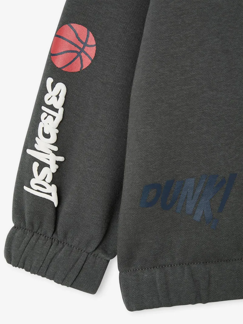 Vertbaudet Kapuzensweatshirt BASKETBALL Jungen, Moosgrün, – Produktbild 4 von 4