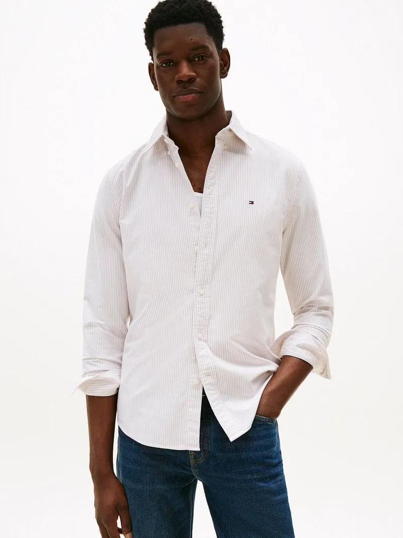 Tommy Hilfiger Tommy Hilfiger Oxford Hemd Gestreift Beige - Größe L, Beige, – Produktbild 2 von 5