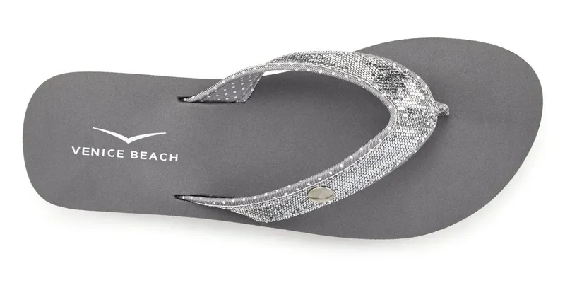 VENICE BEACH VENICE BEACH Sandale, Badeschuh, Badelatsche, Flip Flop, Badeschlappe, Pantolette Badezehentrenner Zehentrenner mit wasserabweisender und leichter Sohle VEGAN, Grau, – Produktbild 4 von 5