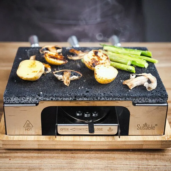 Susable Susable PFAS-Frei Raclette Lava Stein Tisch Grillset 3 Soßen-Töpfe – Produktbild 6 von 6