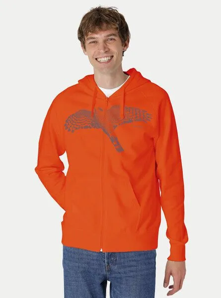Peaces.bio - handbedruckte Biomode Peaces.bio - handbedruckte Biomode Bio Herren-Zip-Hoodie Sperber, Orange, – Produktbild 3 von 3