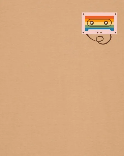 watapparel watapparel T-Shirt Unisex Rainbow Cassette, Latte, – Produktbild 3 von 3