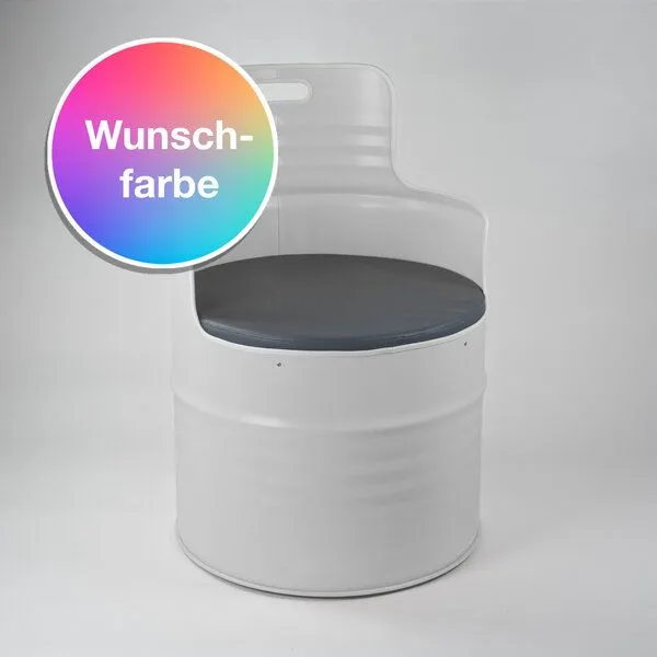 Lockengelöt Lockengelöt Sessel (2) aus einem Hamburger Ölfass, Wunschfarbe (gepulvert), – Produktbild 1 von 2