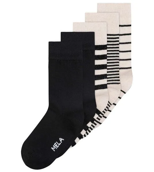 MELA MELA Basic Socken im 5er-Pack aus Biobaumwoll-Mix, Black stripes mix (mehrfarbig), – Produktbild 1 von 2