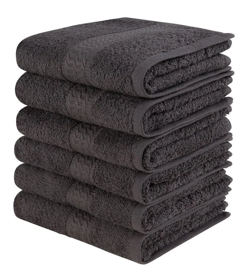 OTTO home Gästehandtücher Juna, als Set und Serie erhältlich, 6 Gästetücher, 30x50cm, Walkfrottee (6-St), 100% Baumwolle, mit Bordüre, Uni-Farben, weich, Grau, – Produktbild 2 von 7