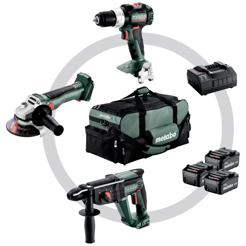 Metabo Metabo Akku Combo Set 3.1 18 V, SB 18 LT BL + W 18 L 9-125 Quick + KH 18 LTX 24, Werkzeugtasche – Produktbild 2 von 2