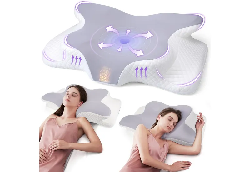 Nuvellina Kopfkissen Orthopädisches Kissen für Nacken & Schultern, Seitenschläferkissen, Grau, – Produktbild 1 von 5