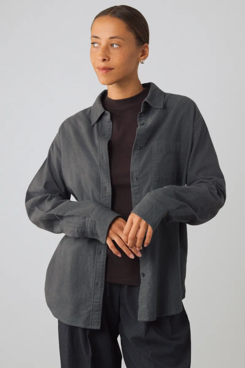 Honest Basics Honest Basics Damen vegan Flanellhemd Badger, Grau, – Produktbild 2 von 2
