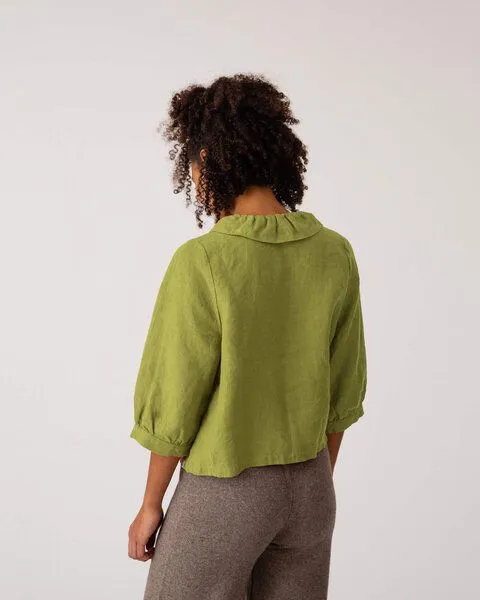 MATONA Matona Bluse mit Rüschenkragen für Frauen aus Leinen / Ruffled Collar Blouse, Cardamom, – Produktbild 2 von 3