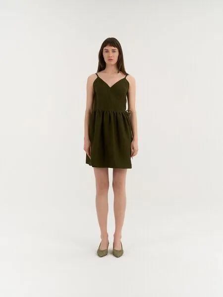 AmourLinen AmourLinen Wickelkleid aus Leinen LUNA, Deep olive (grün), – Produktbild 1 von 1